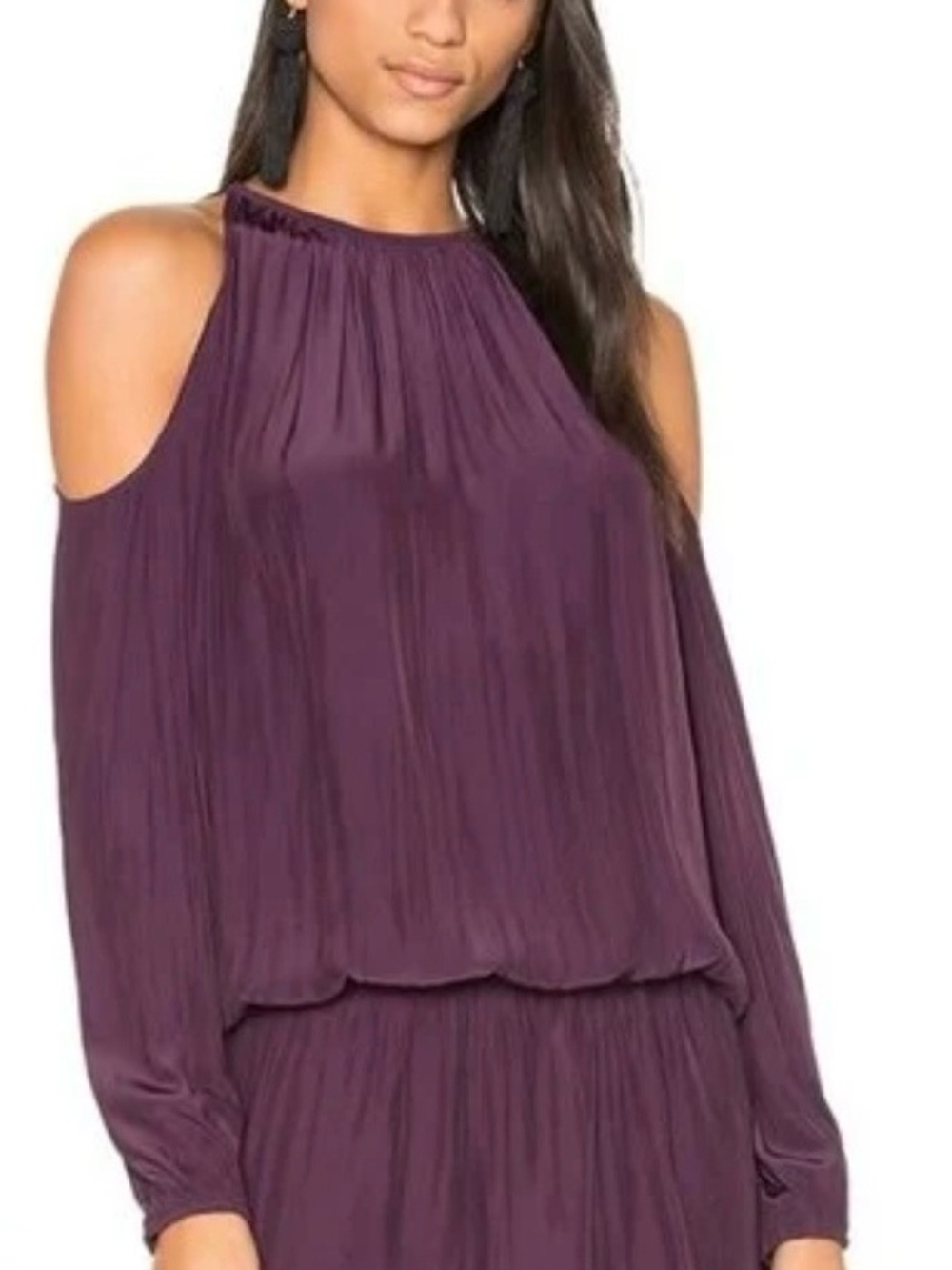 Ramy Brook Lauren Cold Shoulder eggplant dark purple Blouse